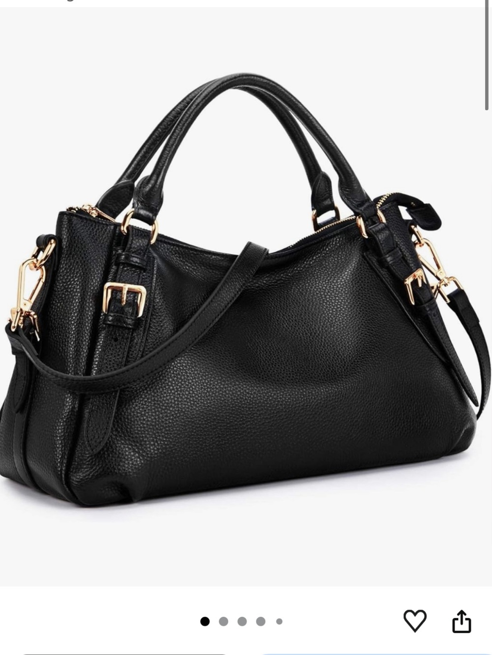 Classic Black Genuine Leather Satchel Handbag